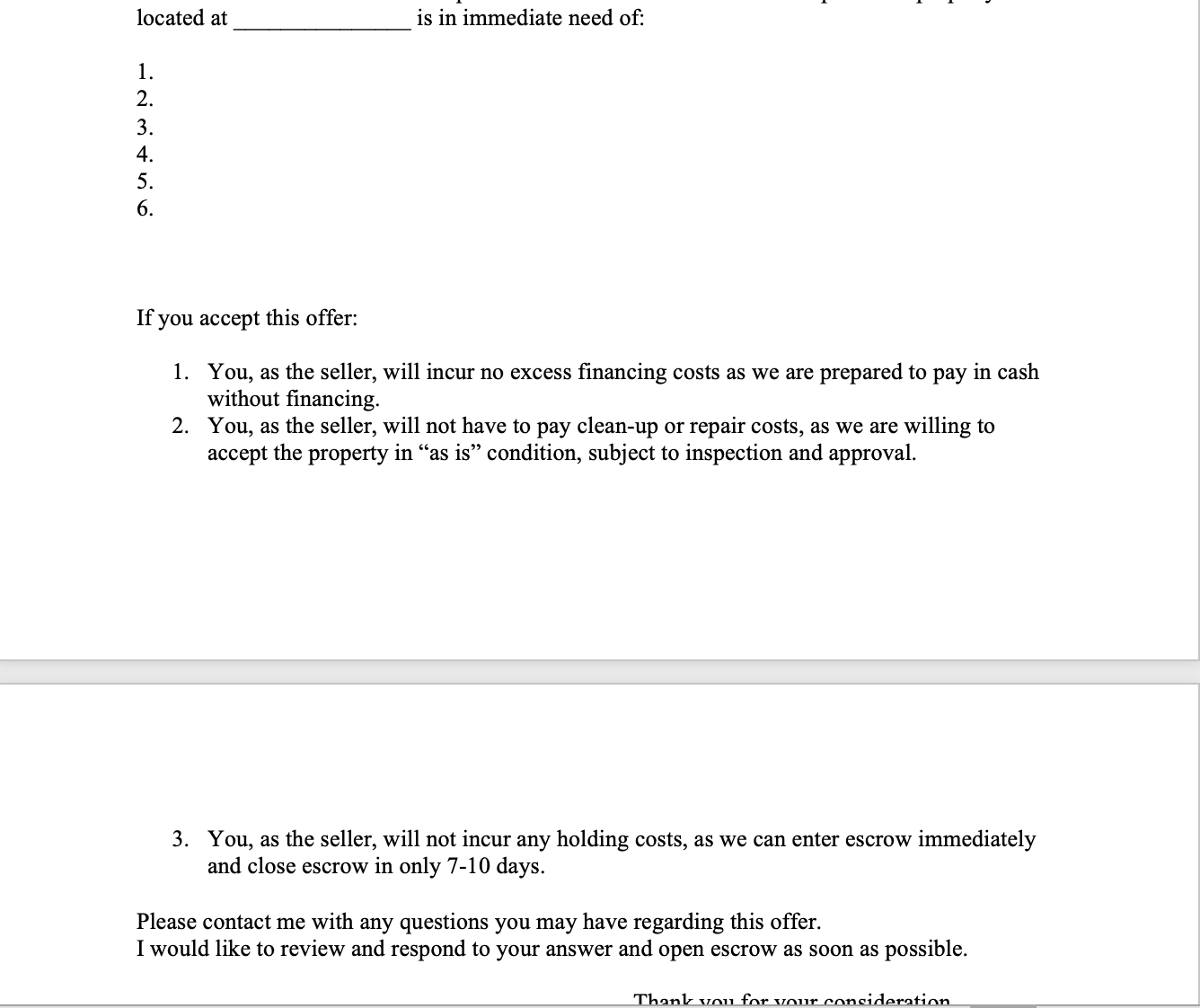 Off Market Property Offer Template