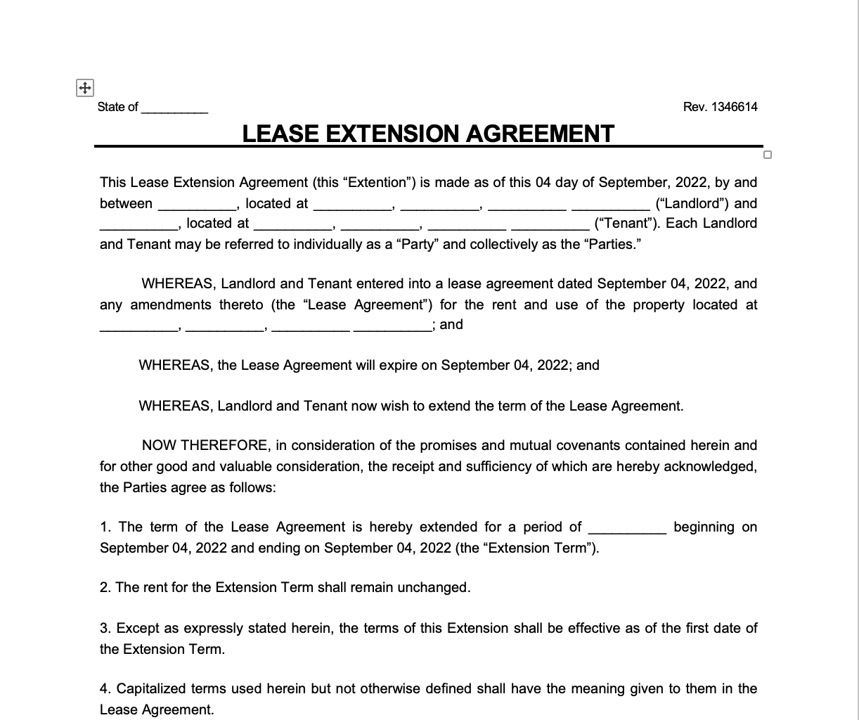 Lease Extension Agreement