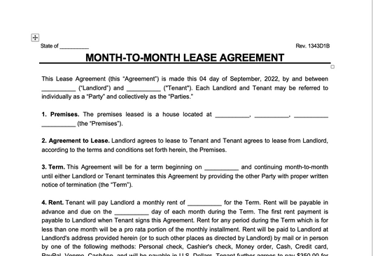 Month to Month Lease Agreements