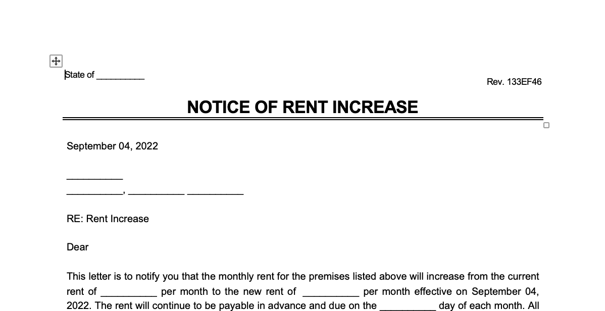 Notice of Rental Increase